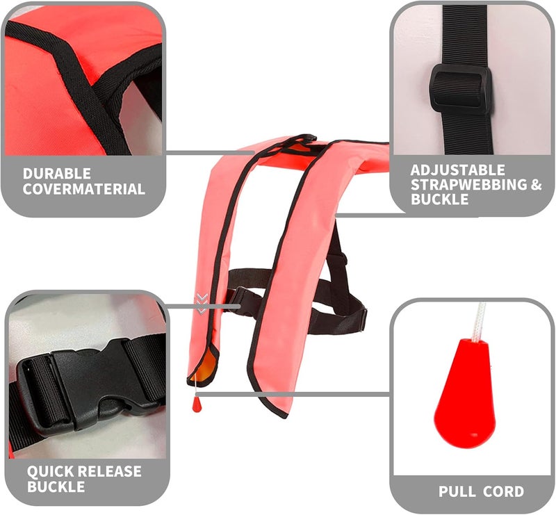 NAUTISHIELD Automatic Inflatable Life Jackets for Women,Life Vest for Adults,Preserver PFD for Women,Supports Weight up to 330 pounds - Image 2